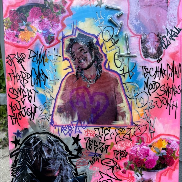 Teezo Touchdown Pink and Purple Graffiti Art Wall Decor